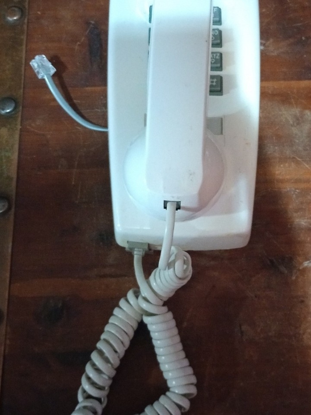 White Corded Wall Telephone Handset